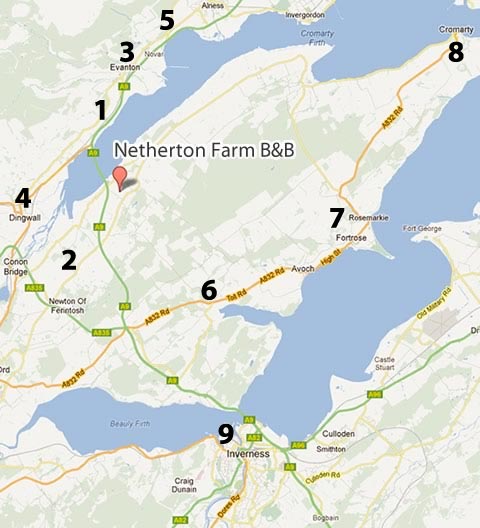 map showing Netherton Farm location and nearby restaurants
